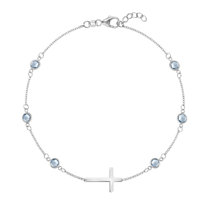 1.50 TCW Round Cut Cross Moissanite March Birthstone Bracelet