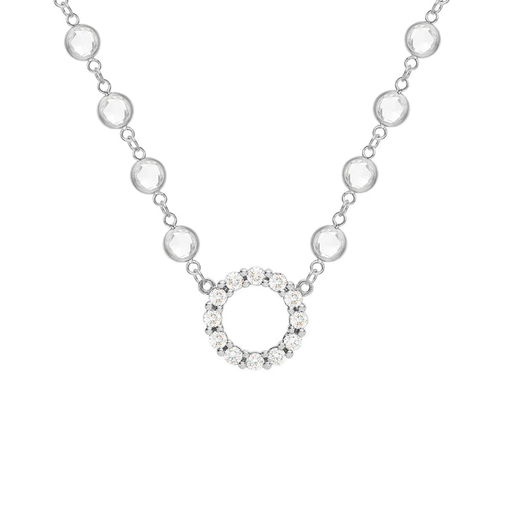 10.18TCW Round Diamond Open Circle Moissanite April Birthstone Necklace
