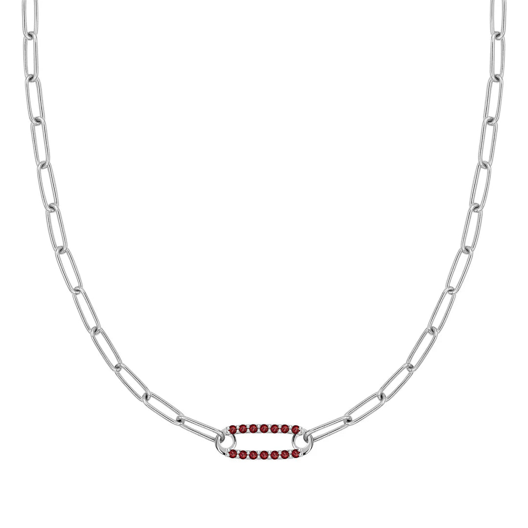 2.50 TCW Round Cut  Safety Pin Moissanite Necklace-January Birthstone