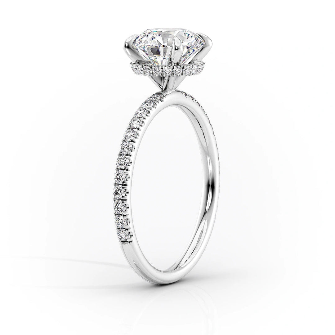1.50 - 3.50 CT Round  Lab Grown Diamond Hidden Halo Engagement Ring With Pave Setting