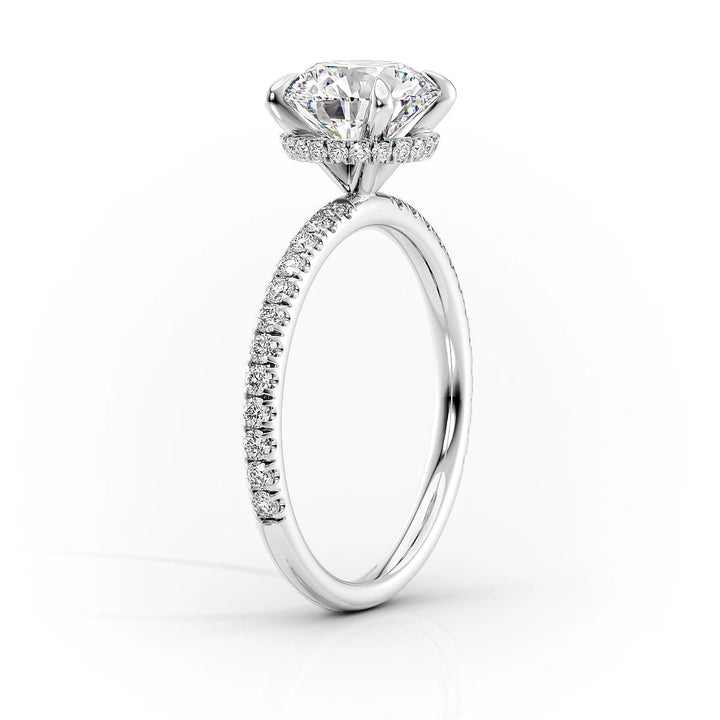 1.50 - 3.50 CT Round  Lab Grown Diamond Hidden Halo Engagement Ring With Pave Setting