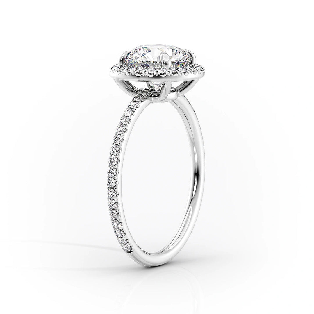 1.0 -3.0 CT Emerald  Lab Grown Diamond Halo Engagement Ring With Pave Setting