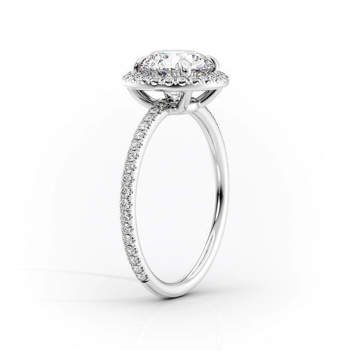 1.0 -3.0 CT Emerald  Lab Grown Diamond Halo Engagement Ring With Pave Setting