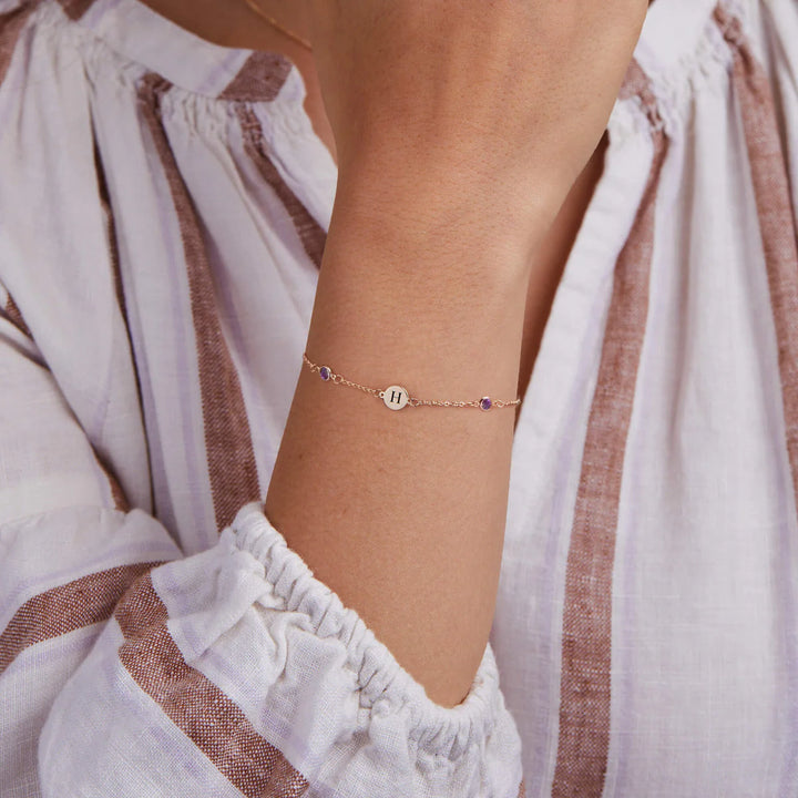 1.0TCW Round Cut Customized Moissanite February Birthstone Bracelet