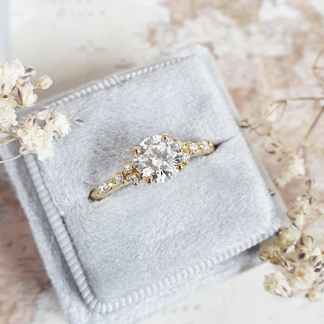 1.0-3.0 CT Round Cut Pave Setting  Lab Grown Diamond Engagement Ring