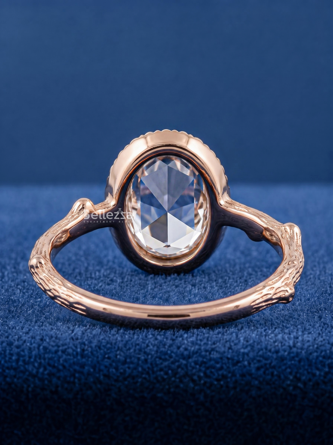 2.0CT Rose Cut Oval Lab Grown Diamond Nature Inspire Vintage Engagement Ring