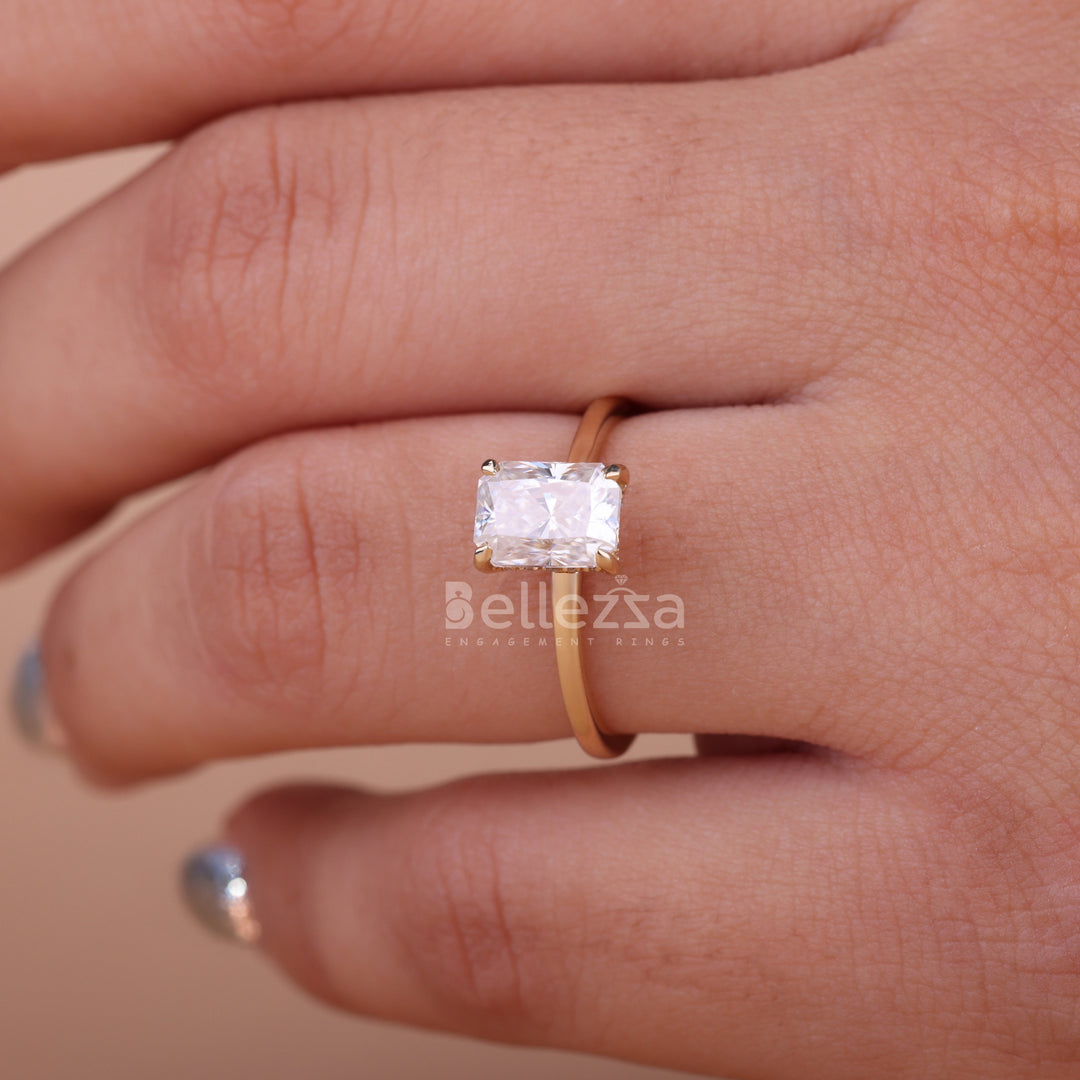 1.50CT Radiant Cut Moissanite Hidden Halo Engagement Ring - Ready to Ship