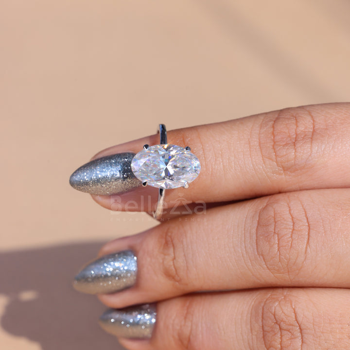 5.50CT Oval Cut Moissanite Hidden Halo Engagement Ring - Ready to ship