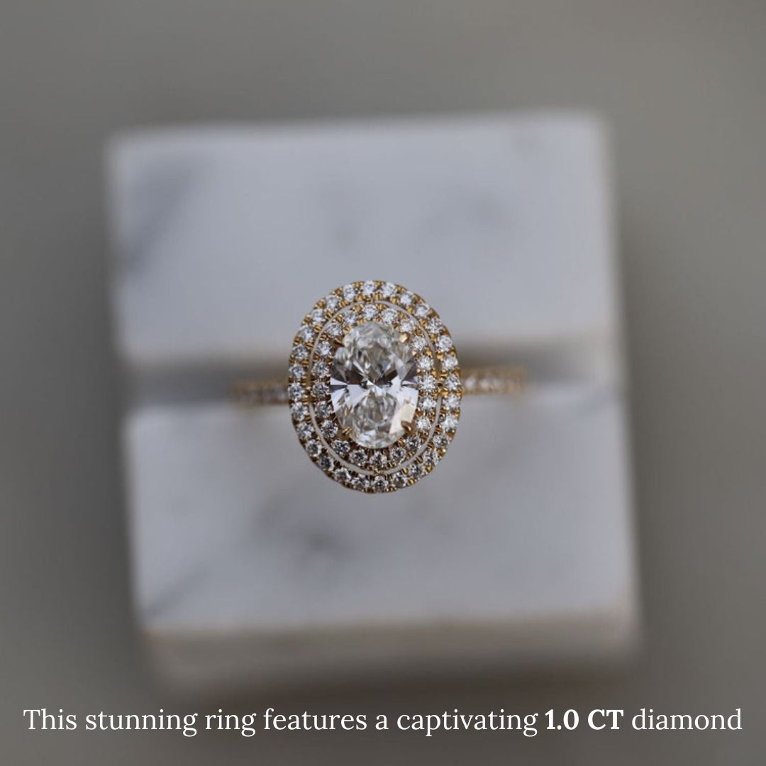 1.0 CT-3.0 CT Oval Double Halo  Lab Grown Diamond Engagement Ring