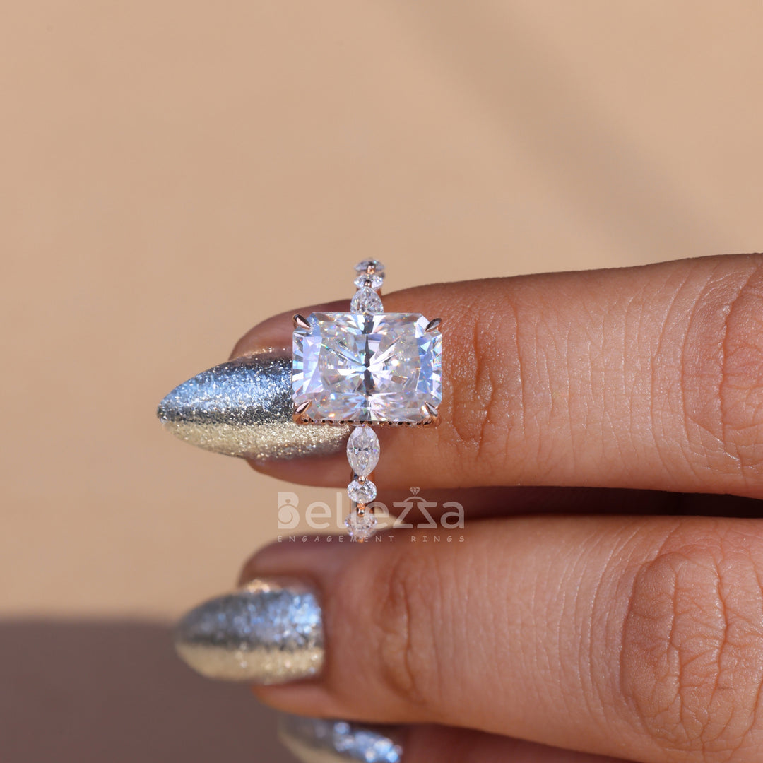 5.0 CT Radiant Cut Pave Setting Engagement Ring - Ready To Ship