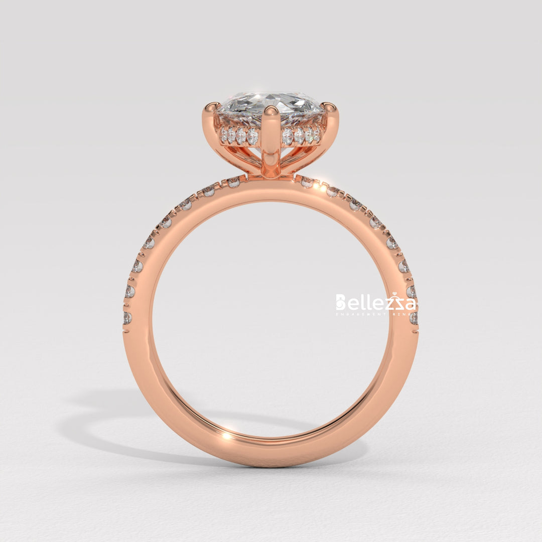 1.50-2.50CT Pear Cut Diamond Pave Setting Lab Grown Engagement Ring