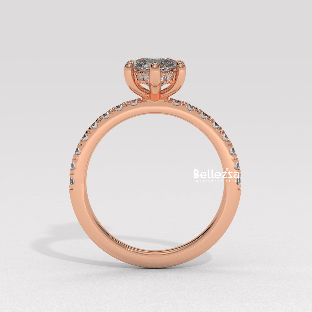 2.50-3.50CT Marquise Cut CVD Diamond Pave Setting Engagement Ring