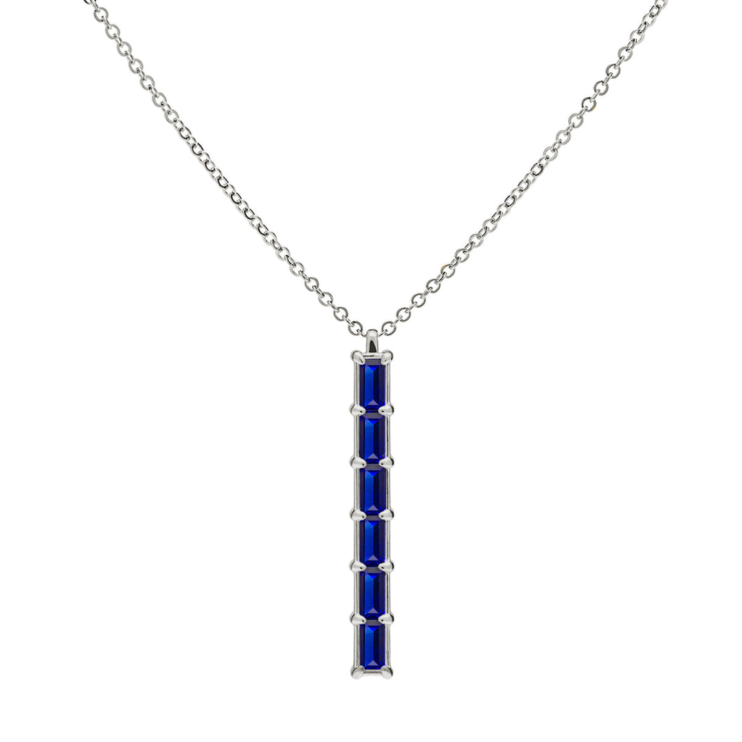 0.84TCW Baguette Cut Sapphire Moissanite September Birthstone Necklace