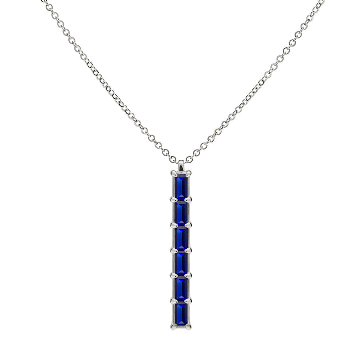 0.84TCW Baguette Cut Sapphire Moissanite September Birthstone Necklace