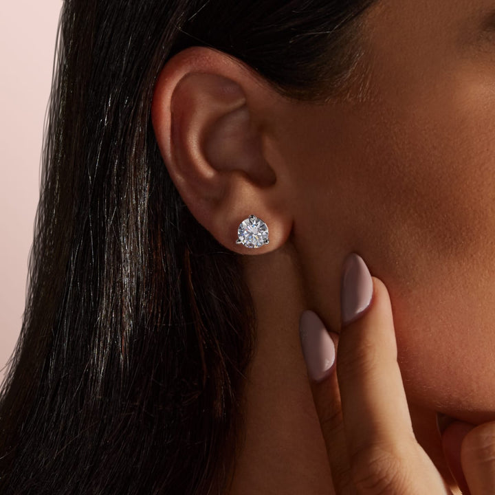 0.50 CT-4.0 CT Round Solitaire F/VS Lab Grown Diamond Earrings