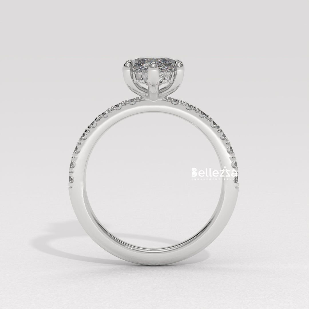 2.50-3.50CT Marquise Cut CVD Diamond Pave Setting Engagement Ring