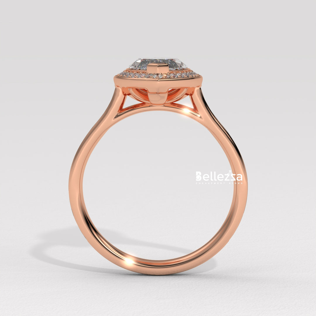 2.0-3.0CT Marquise Cut Halo Pave Setting Lab Grown Engagement Ring