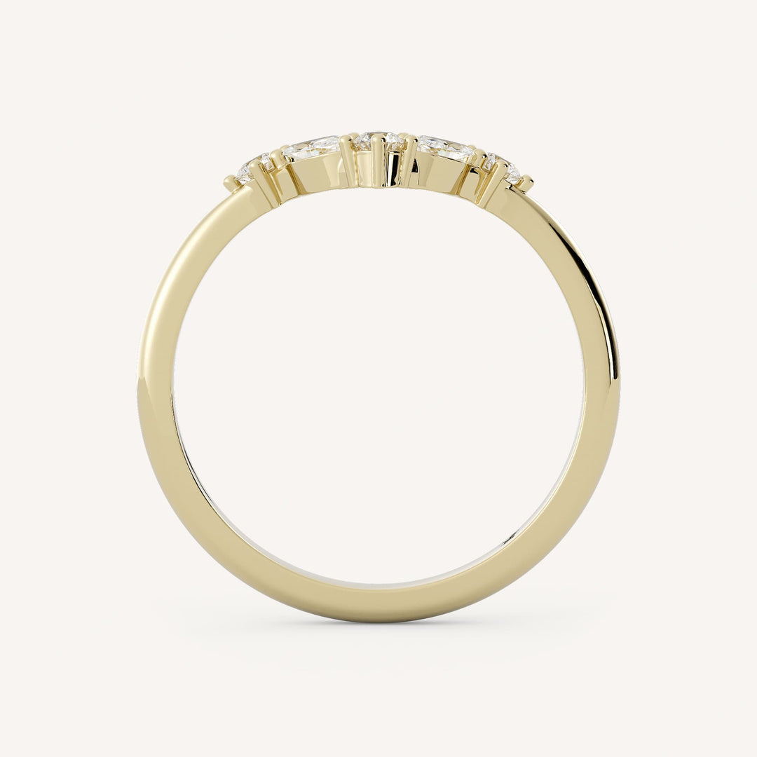 0.20 TCW Marquise & Round Curved Diamond Wedding Band