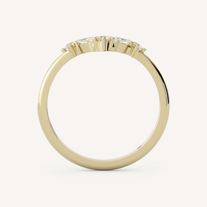 0.20 TCW Marquise & Round Curved Diamond Wedding Band