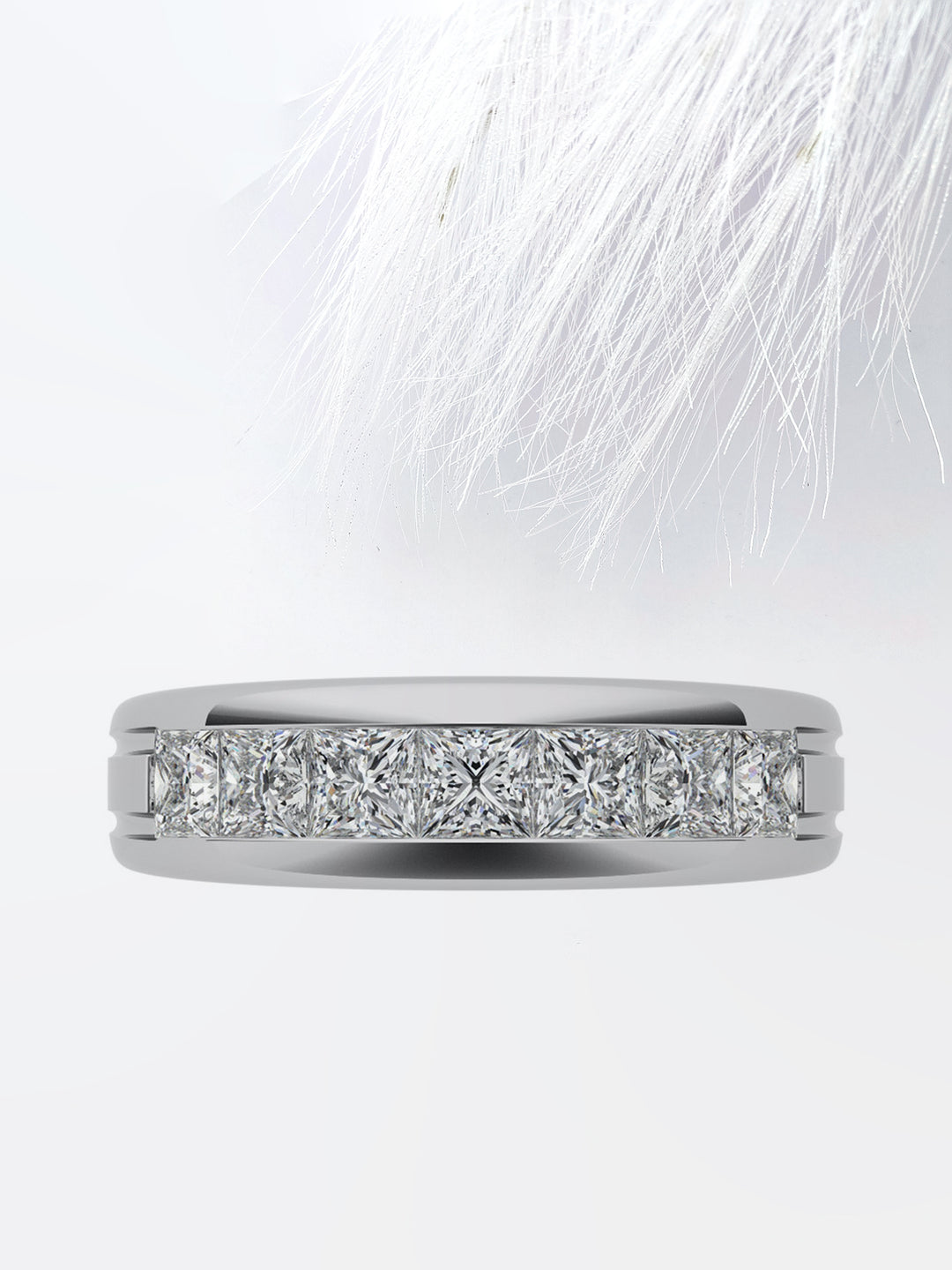 Princess Cut Seven Stone Moissanite Men's Diamond Wedding Band