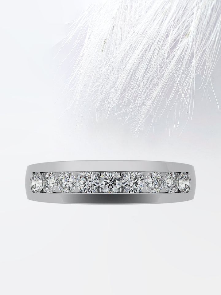 Round Cut Channel Setting Moissanite Men's Diamond Wedding Band