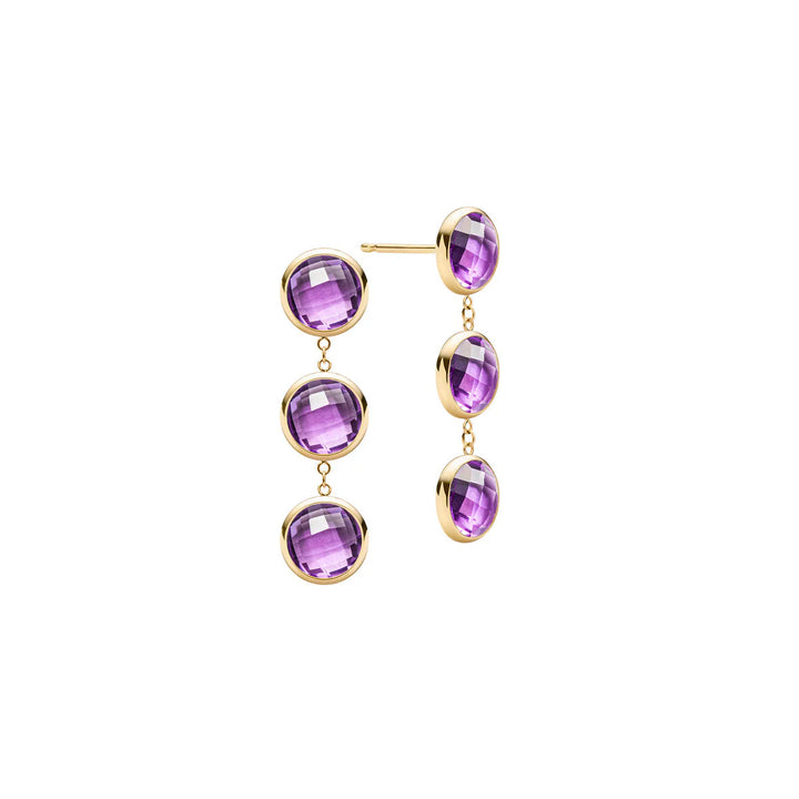 2.70 TCW Round Amethyst Moissanite February Birthstone Dangle Earrings