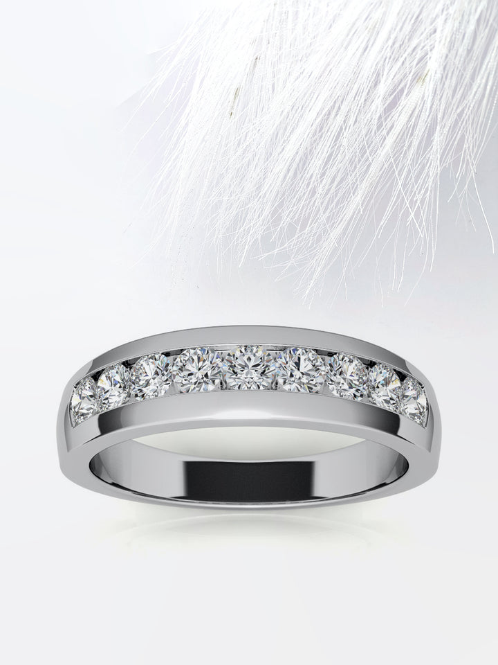 Round Cut Channel Setting Moissanite Men's Diamond Wedding Band