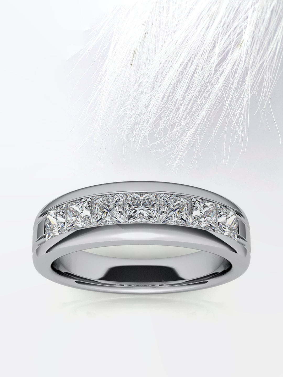 Princess Cut Seven Stone Moissanite Men's Diamond Wedding Band