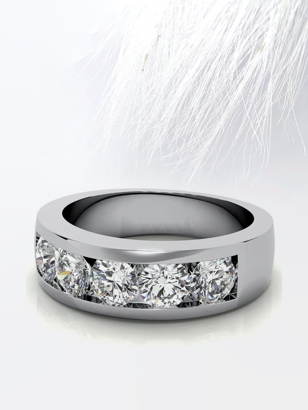 Round Cut Five Stone With Channel Row Moissanite Men's Diamond Wedding Band