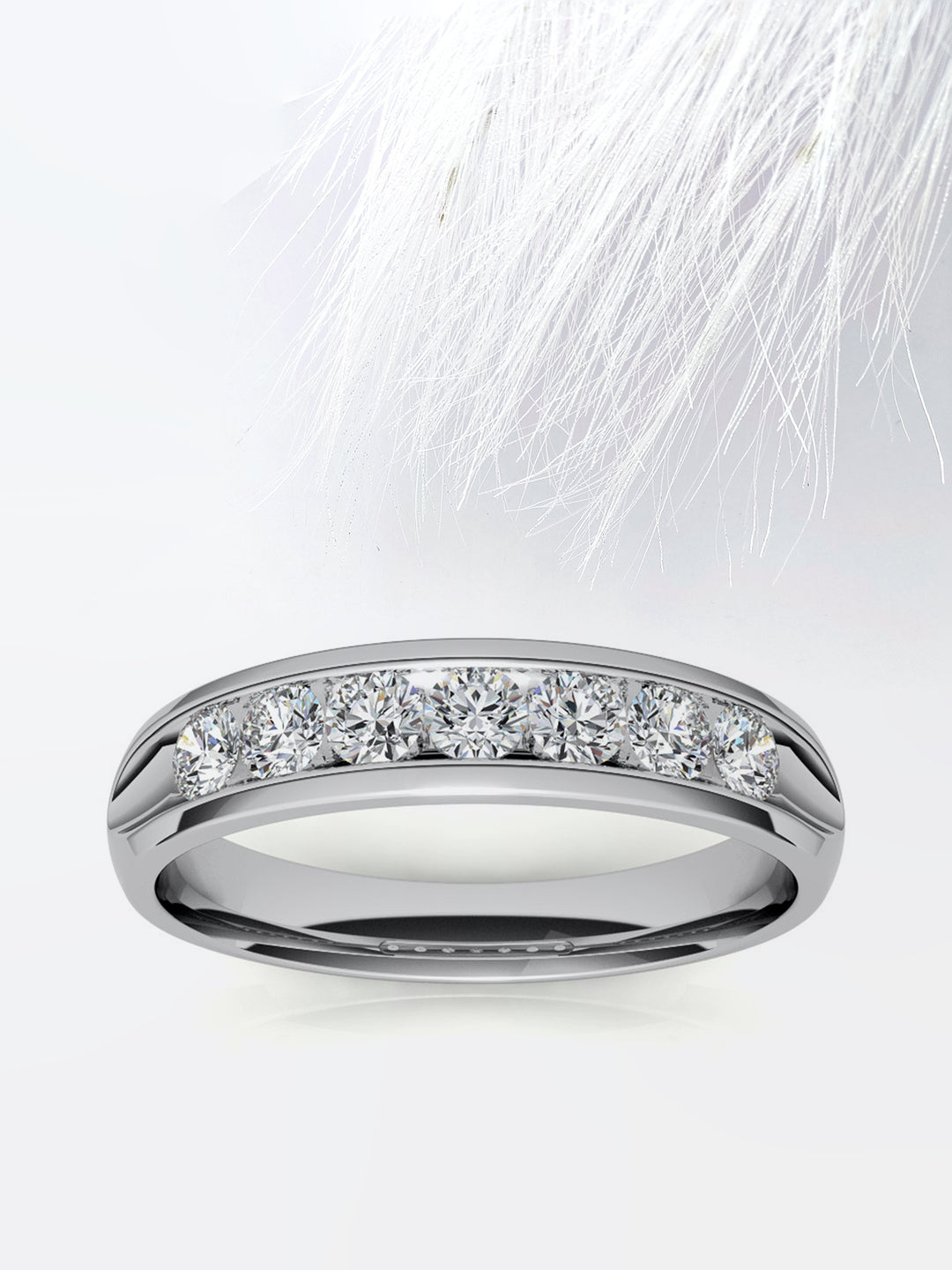 Round Cut Channel Moissanite Men's Diamond Wedding Band  For Woman