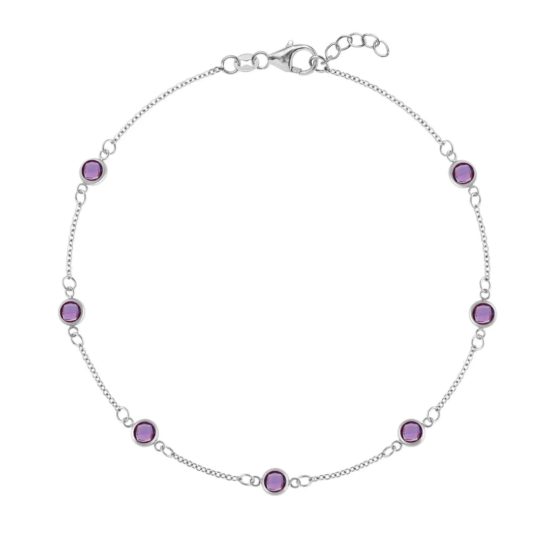 1.75TCW Round Cut Amethyst Moissanite February Birthstone Bracelet