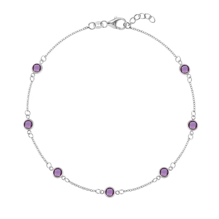 1.75TCW Round Cut Amethyst Moissanite February Birthstone Bracelet