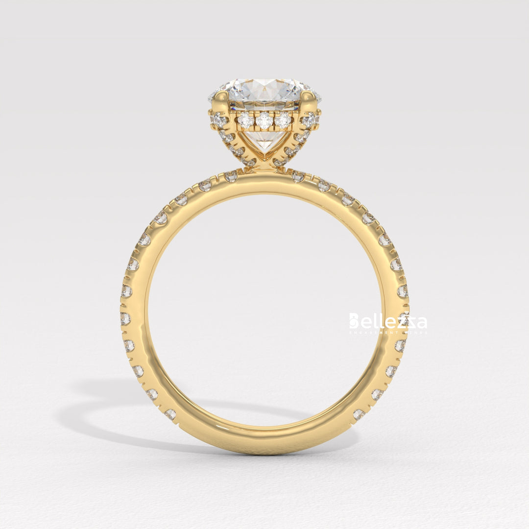 1.50-2.50CT Round Cut Lab Grown Diamond Pave Setting Engagement Ring