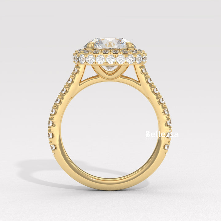 2.0-3.0CT Round Cut Halo Pave Setting Lab Grown Engagement Ring