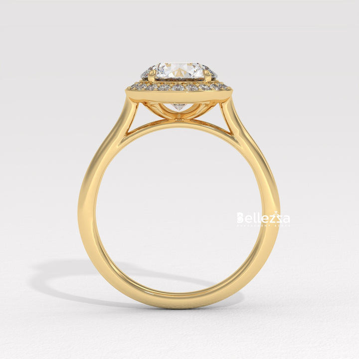 1.50-2.50CT Round Cut CVD Diamond Halo Setting Engagement Ring
