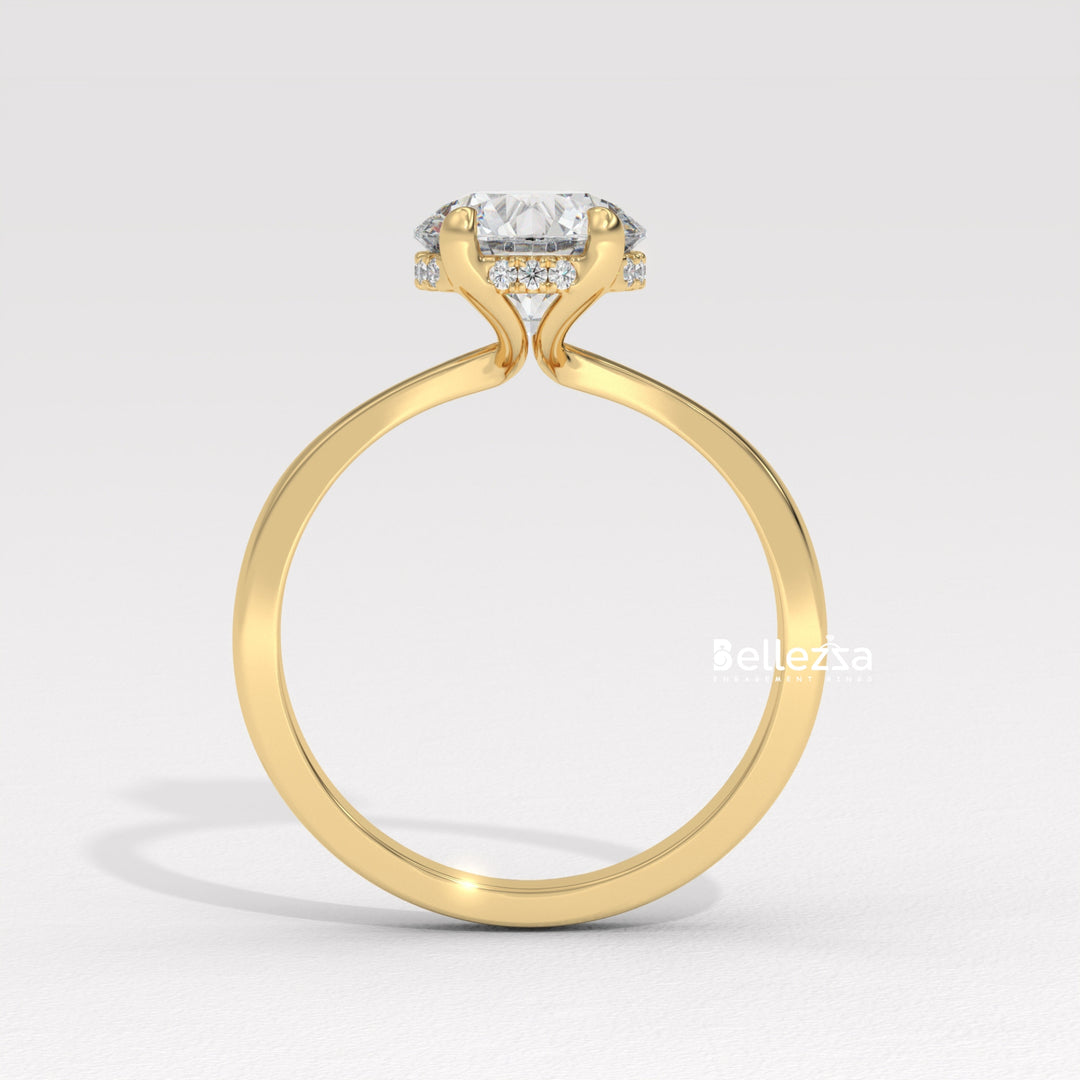 1.0-2.0CT Round Cut Hidden Halo CVD Diamond Engagement Ring