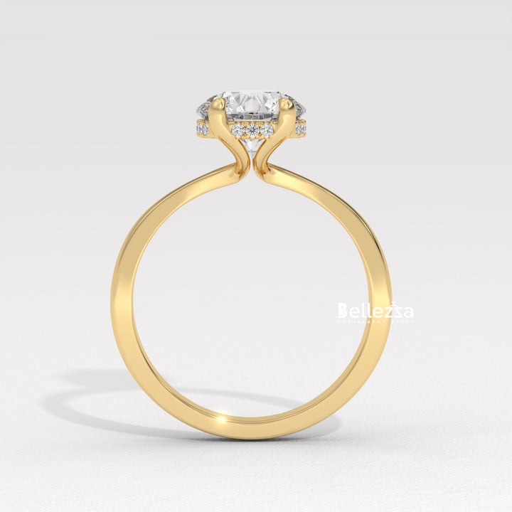 1.0-2.0CT Round Cut Hidden Halo CVD Diamond Engagement Ring