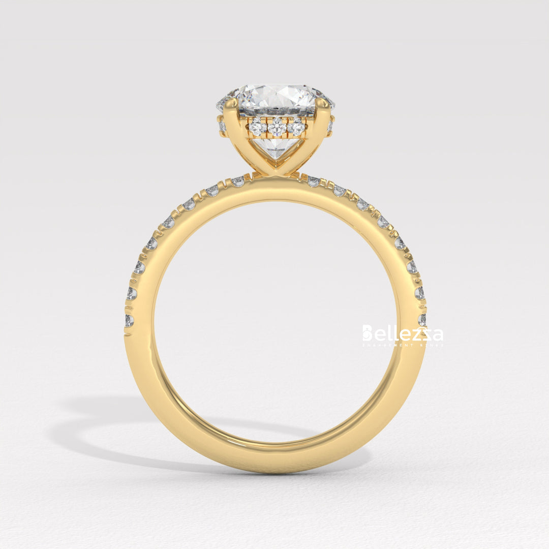 1.50-2.50CT Round Cut Hidden Halo Lab Grown Engagement Ring