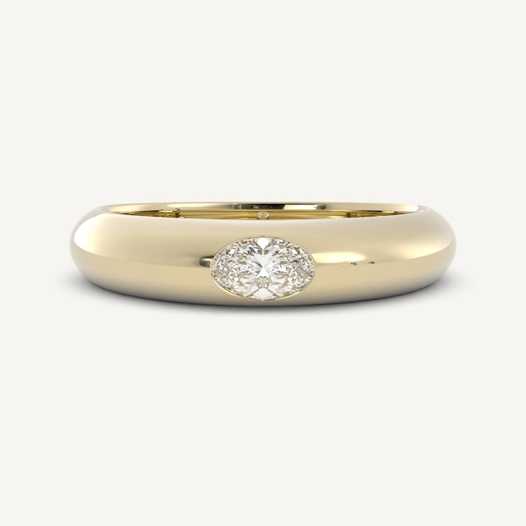 0.33 CT Oval Flush Setting Diamond Wedding Band