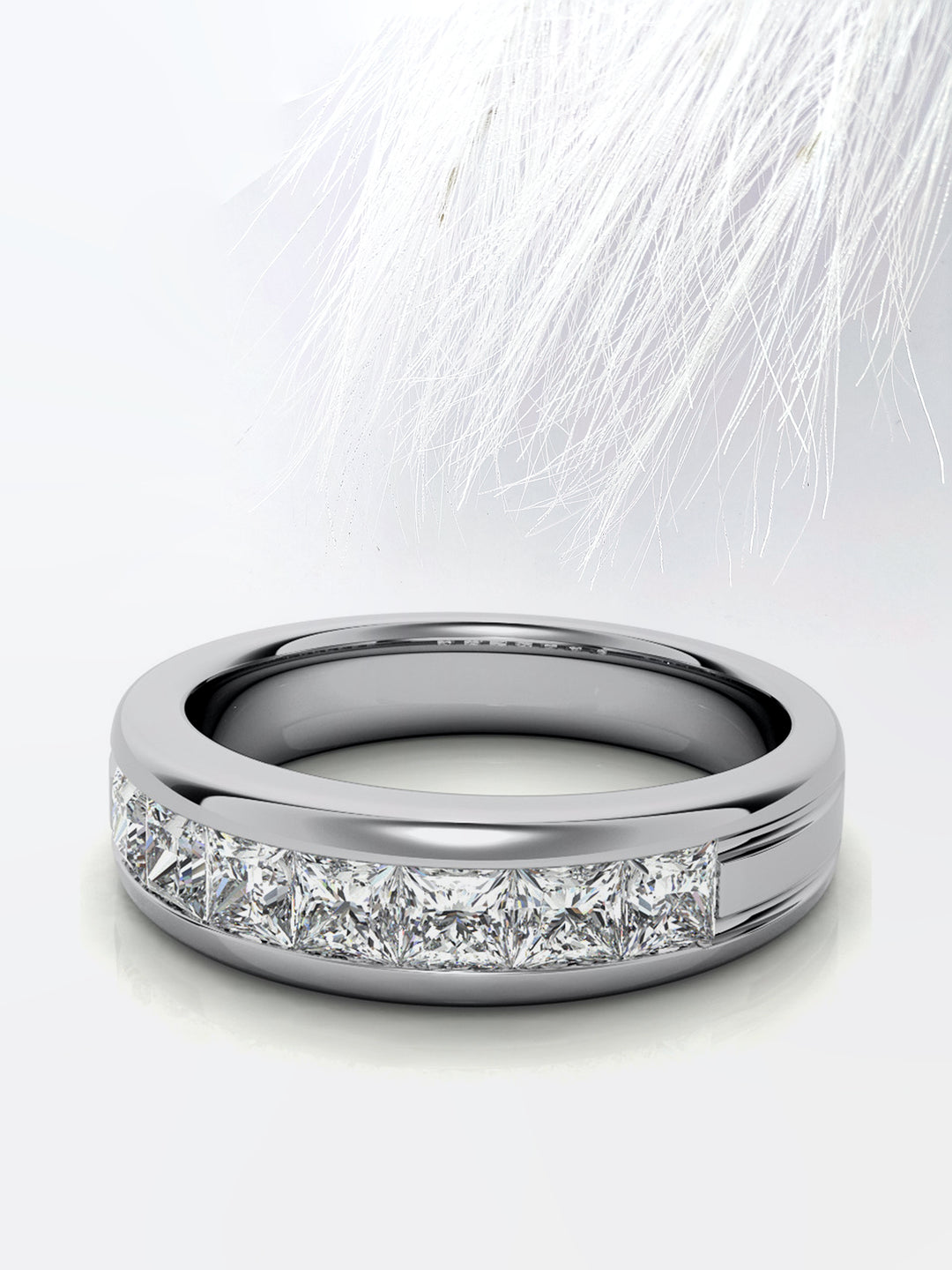 Princess Cut Seven Stone Moissanite Men's Diamond Wedding Band