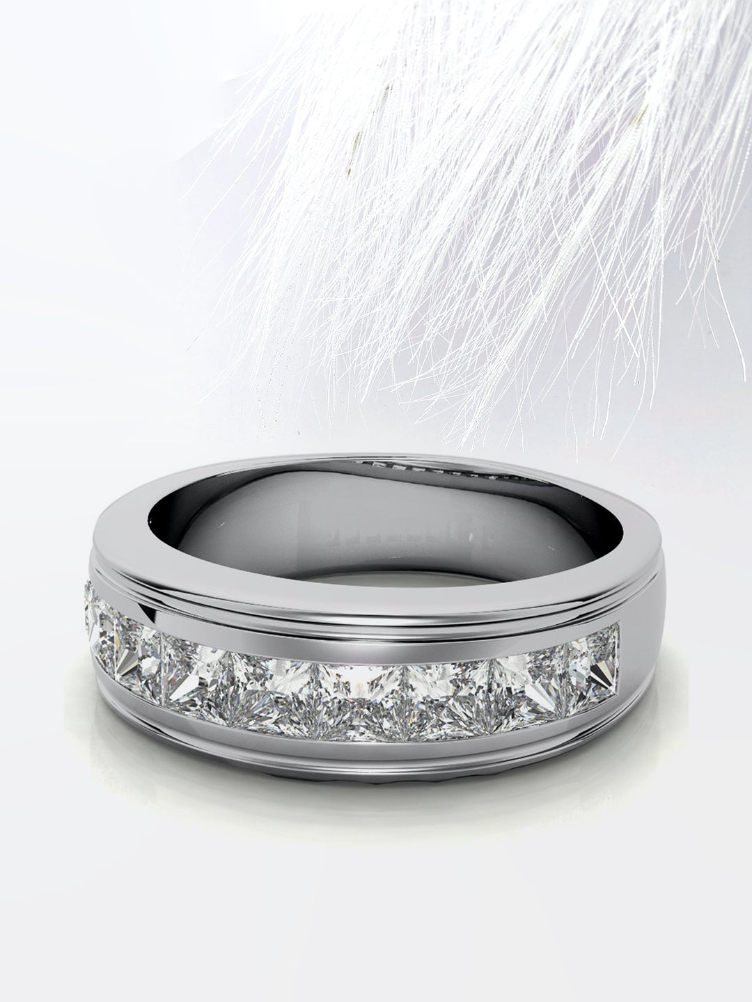 Princess Cut Channel Moissanite Men's Diamond Wedding Band