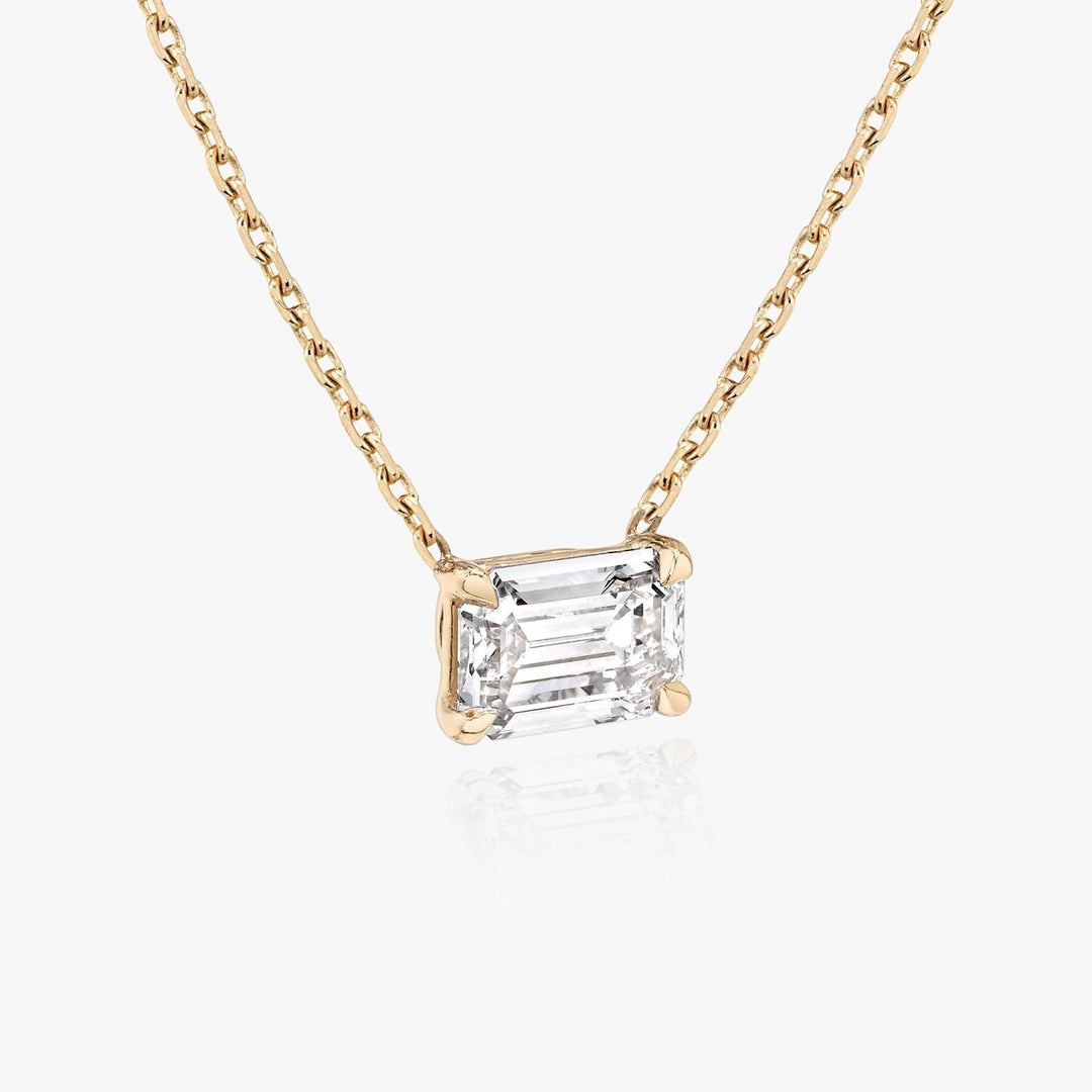 0.25 CT-1.0 CT Emerald Solitaire F/VS Lab Grown Diamond Necklace