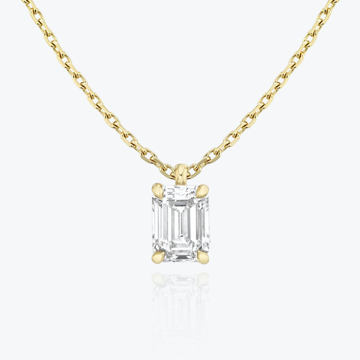 0.25 CT-1.0 CT Emerald Solitaire F/VS Lab Grown Diamond Necklace