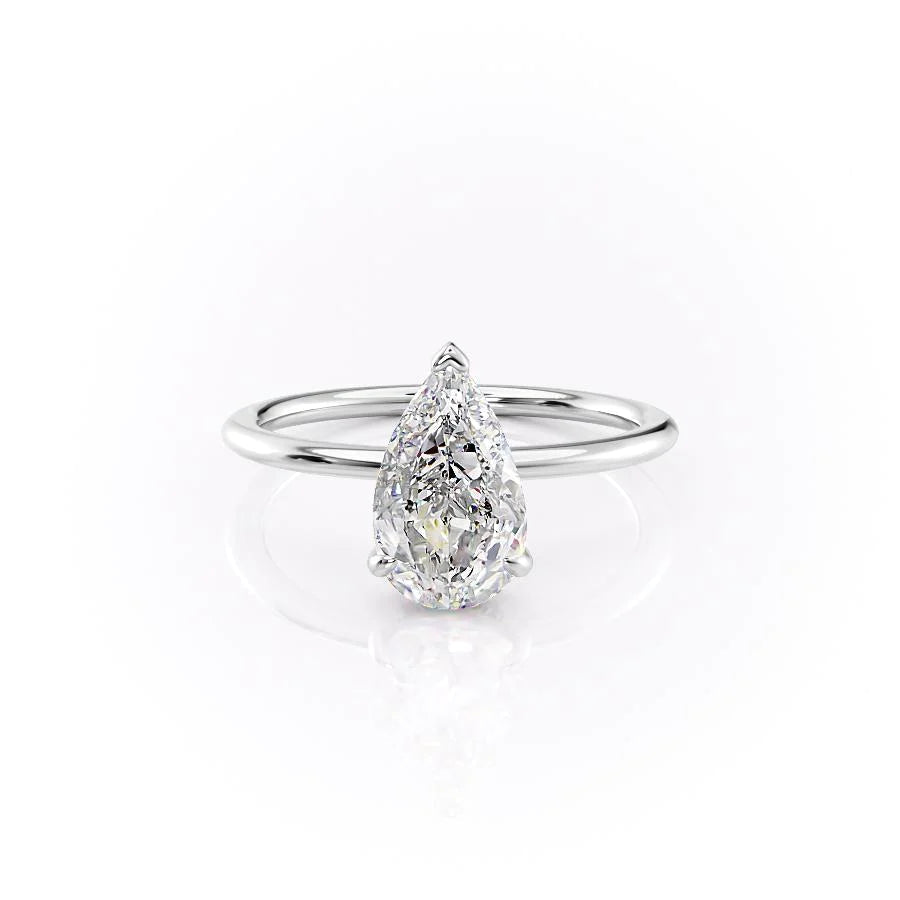 1.50-3.50 CT Pear  Lab Grown Diamond Hidden Halo Engagement Ring