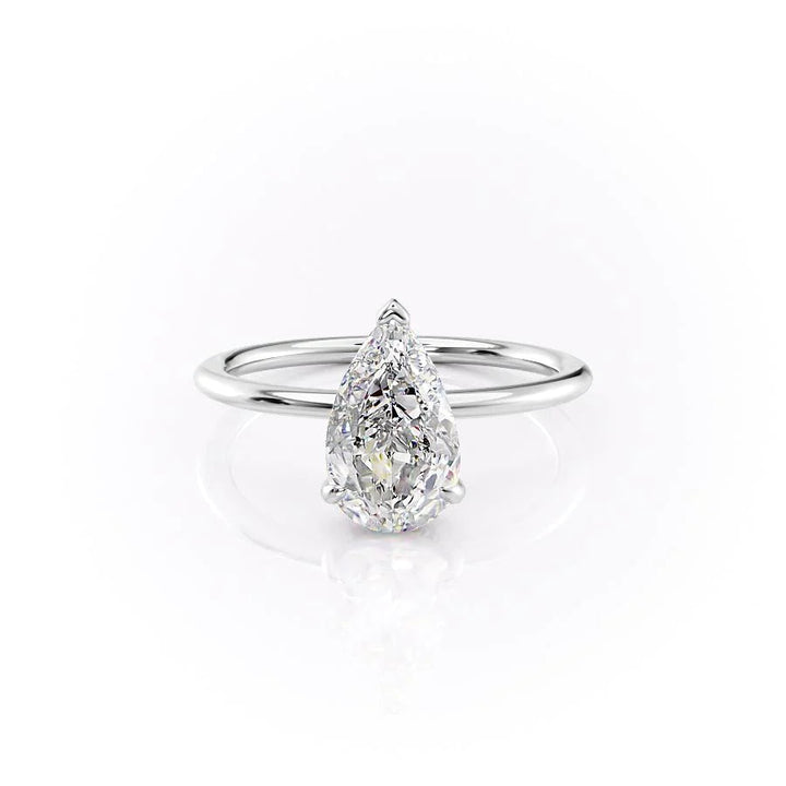 1.50-3.50 CT Pear  Lab Grown Diamond Hidden Halo Engagement Ring