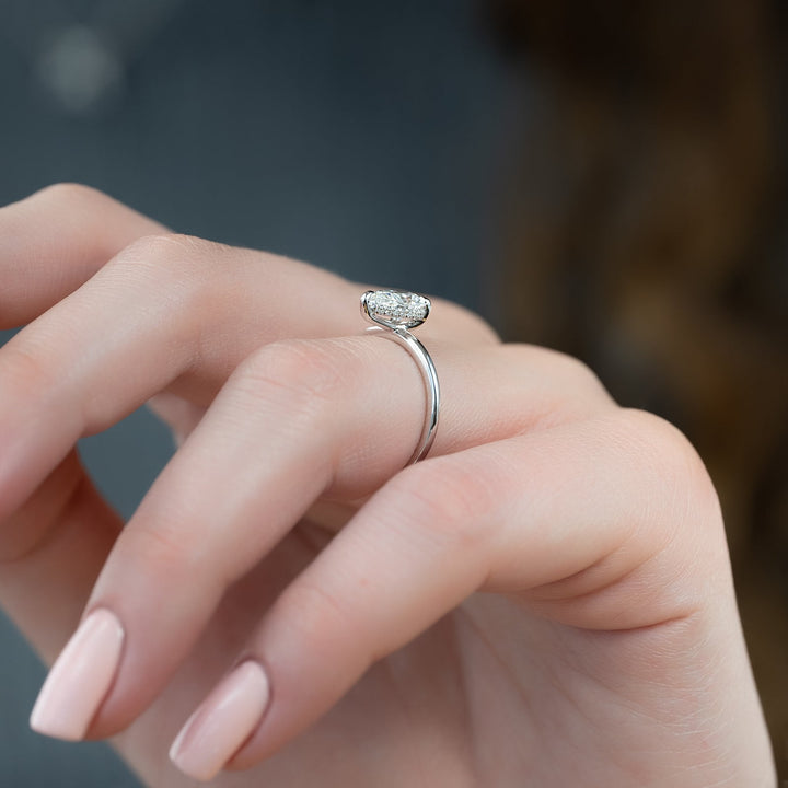 1.50-3.50 CT Pear  Lab Grown Diamond Hidden Halo Engagement Ring