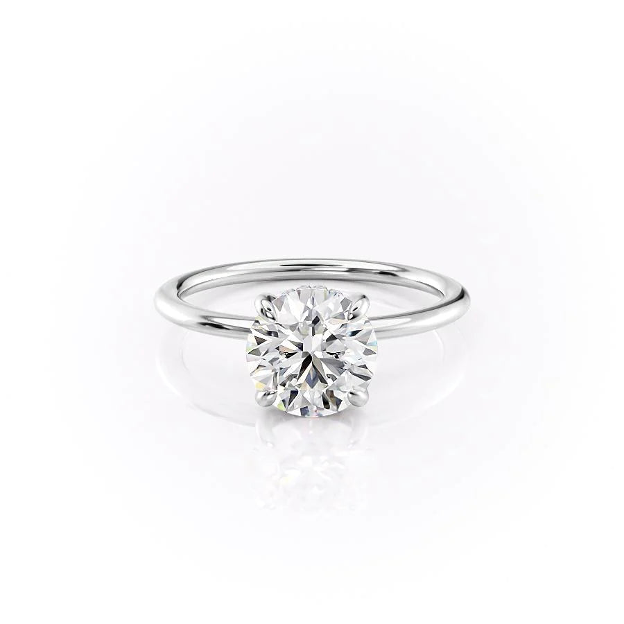 1.0-3.0 CT Round  Lab Grown Diamond Hidden Halo Engagement Ring