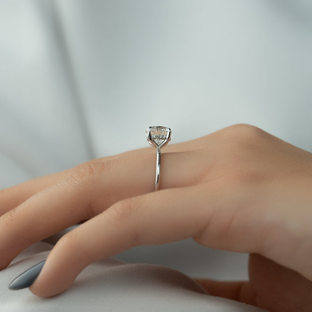1.0-3.0 CT Round  Lab Grown Diamond Hidden Halo Engagement Ring