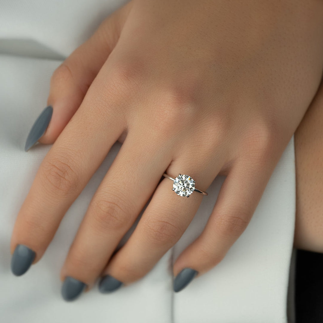 1.0-3.0 CT Round  Lab Grown Diamond Hidden Halo Engagement Ring