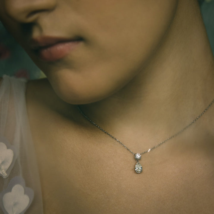 1.50 TCW Pear & Round F/VS Lab Grown Diamond Necklace